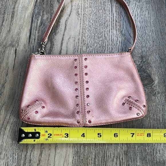 Michael by Michael Kors Mini Pink Metallic Leather and Rhinestone Wristlet Purse - Picture 7 of 9